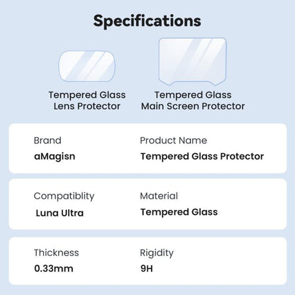 For Insta360 Luna Ultra aMagisn 9H Tempered Glass Screen Protector Screen & Lens Protective Film, 1+1 Pack, 2+2 Pack