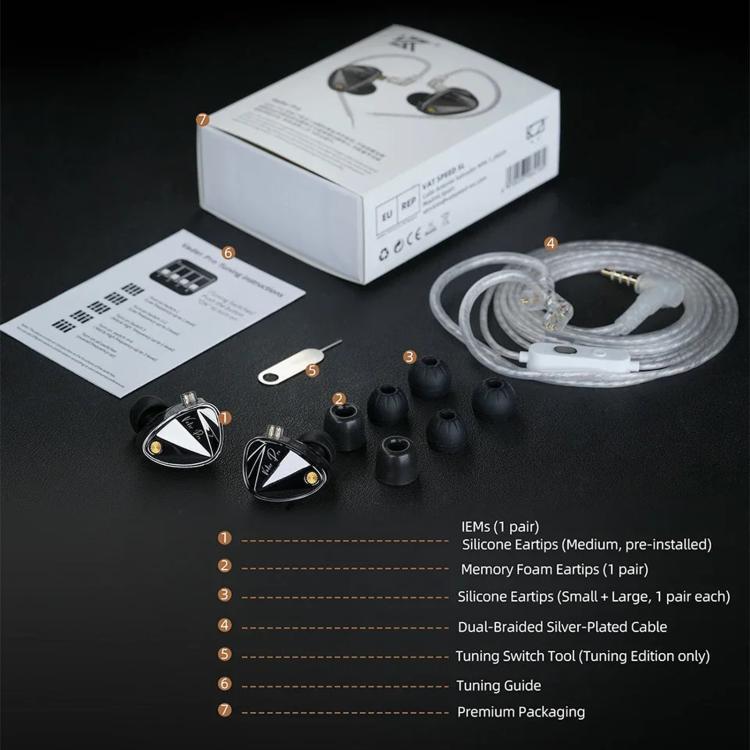 KZ Vader Pro Hifi Bass 6-Driver Dynamic Music In Ear 1.2m Wired Earphones, HM Curve Standard, HM Curve With Mic, Bass Enhanced Standard, Bass Enhanced With Mic, HM Curve With Mic Type-C, Bass Enhanced With Mic Type-C