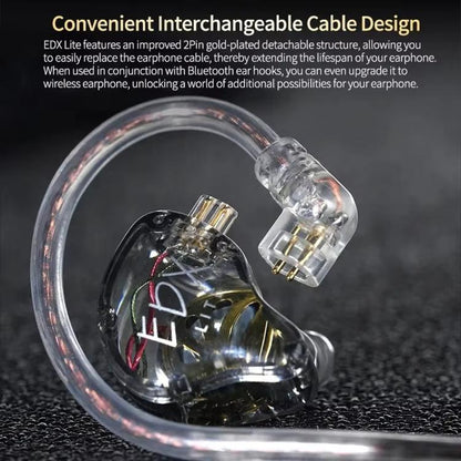 KZ-EDX Lite Internal-Magnet Dynamic Driver 1.2m Wired Earphones Deep Bass Detachable Cable Music Gaming Earbuds, Translucent Gray Standard, Translucent Gray With Mic, Transparent Standard, Transparent With Mic, Translucent Gray With Mic Type-C         ...