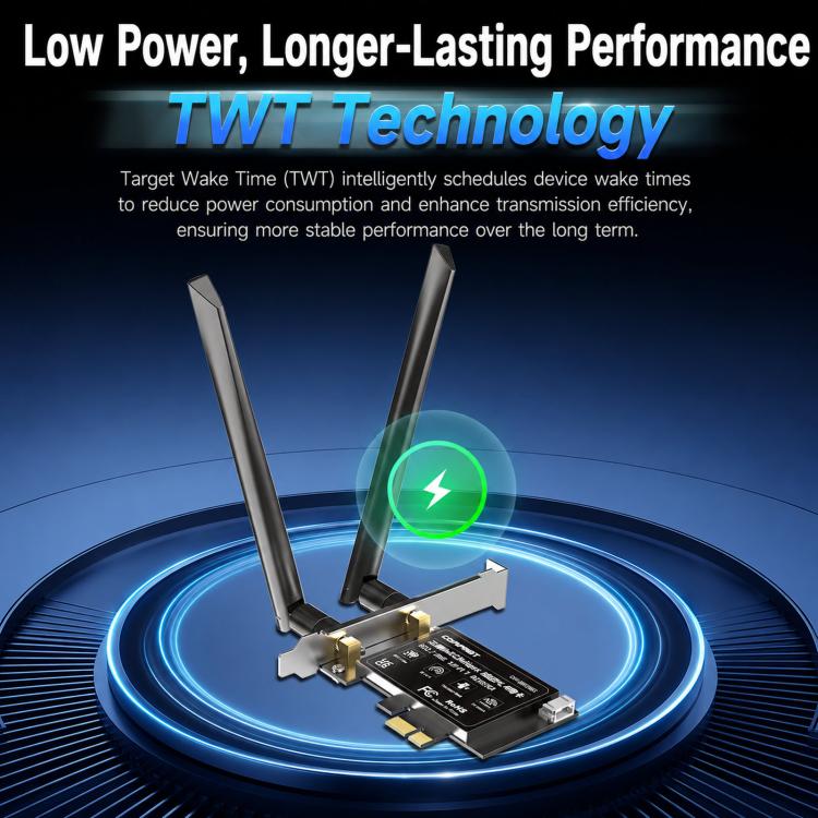 COMFAST CF-BE650 Tri-Band 6500Mbps WiFi 7 PCIe Card Bluetooth 5.4 Desktop Wireless Adapter, CF-BE650