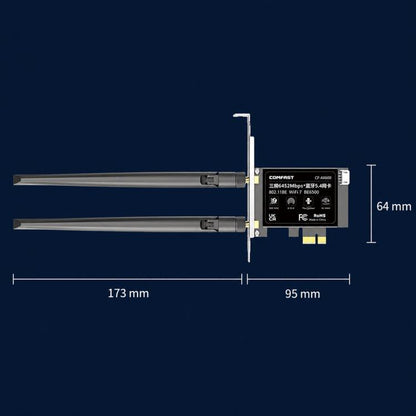 COMFAST CF-BE650 Tri-Band 6500Mbps WiFi 7 PCIe Card Bluetooth 5.4 Desktop Wireless Adapter, CF-BE650
