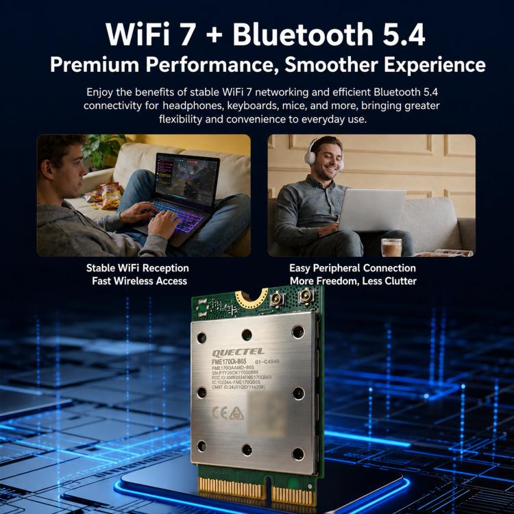 COMFAST BE930-M BE9300 WiFi 7 M.2 Card Bluetooth 5.4 Tri-Band Laptop Wireless Adapter, BE930-M