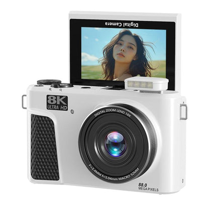 8K Digital Camera With 3.0 Inch IPS Screen 18X Zoom Auto Focus WiFi Micro Camera, White No Memory Card, Black No Memory Card, Pink No Memory Card, White 32GB Memory Card+USB Card Reader, Black 32GB Memory Card+USB Card Reader                           ...