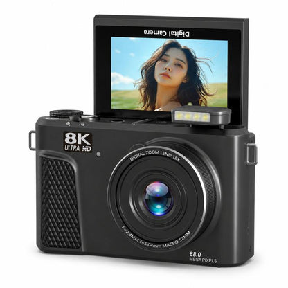 8K Digital Camera With 3.0 Inch IPS Screen 18X Zoom Auto Focus WiFi Micro Camera, White No Memory Card, Black No Memory Card, Pink No Memory Card, White 32GB Memory Card+USB Card Reader, Black 32GB Memory Card+USB Card Reader                           ...