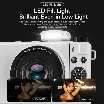 8K Digital Camera With 3.0 Inch IPS Screen 18X Zoom Auto Focus WiFi Micro Camera, White No Memory Card, Black No Memory Card, Pink No Memory Card, White 32GB Memory Card+USB Card Reader, Black 32GB Memory Card+USB Card Reader                           ...