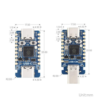 Waveshare RP2350-USB-C Microcontroller Development Board Dual-Core & Dual-Architecture, With PIO-USB Female Port, With PIO-USB Male Port