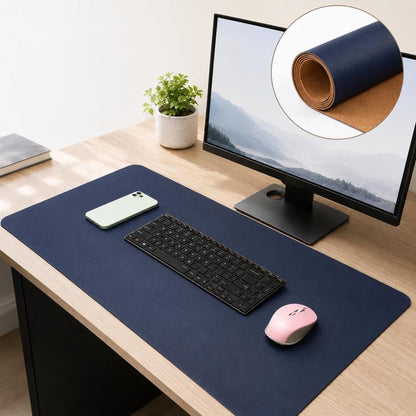 Dual-Sided Cork And Leather Desk Pad Reversible Large Desk Mat For Office And Home, 400 x 800mm, 300 x 600mm, 200 x 300mm, 180 x 220mm
