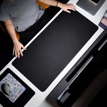 Crazy Horse Leather And Cork Desk Pad Stitched Edge Desk Mat With Matching Strap, 60x30cm, 70x35cm, 80x40cm, 90x45cm, 100x50cm, 120x60cm