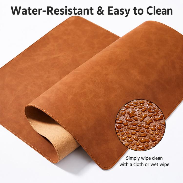 Crazy Horse Leather And Cork Desk Pad Stitched Edge Desk Mat With Matching Strap, 60x30cm, 70x35cm, 80x40cm, 90x45cm, 100x50cm, 120x60cm