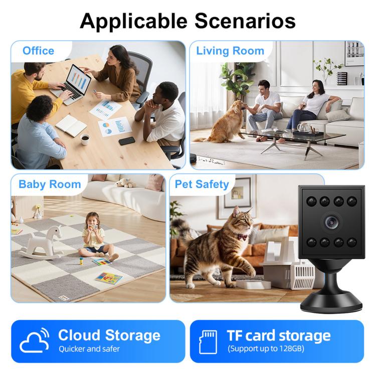 W10 Rechargeable Mini WiFi Camera Cordless 1080P Indoor Security Camera With Magnetic Base Night Vision, W10