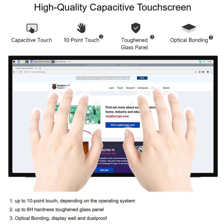 WAVESHARE 21.5inch IPS Touch Monitor With Foldable Stand, 1920 × 1080 Resolution, 144Hz Refresh Rate, 10-Point Capacitive Touch, EU Plug, UK Plug, US Plug