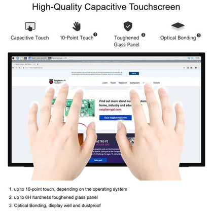 WAVESHARE 21.5inch IPS Touch Monitor With Foldable Stand, 1920 × 1080 Resolution, 144Hz Refresh Rate, 10-Point Capacitive Touch, EU Plug, UK Plug, US Plug