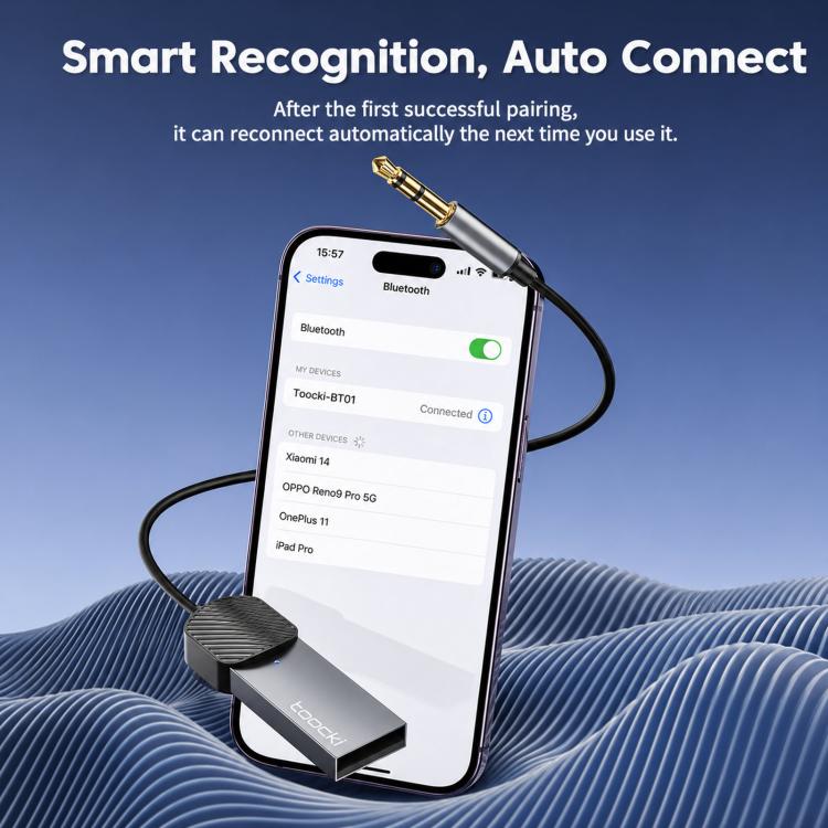 Toocki Bluetooth 5.4 Aux Adapter 3.5mm Receiver USB Powered Wireless Audio Dongle with Mic, BT-01