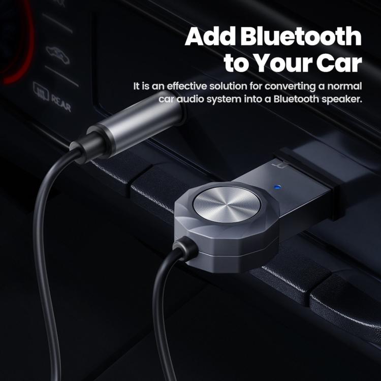 Toocki Bluetooth 5.4 Car AUX Adapter Coiled USB to 3.5mm Jack Wireless Audio Receiver with Mic, BT-02
