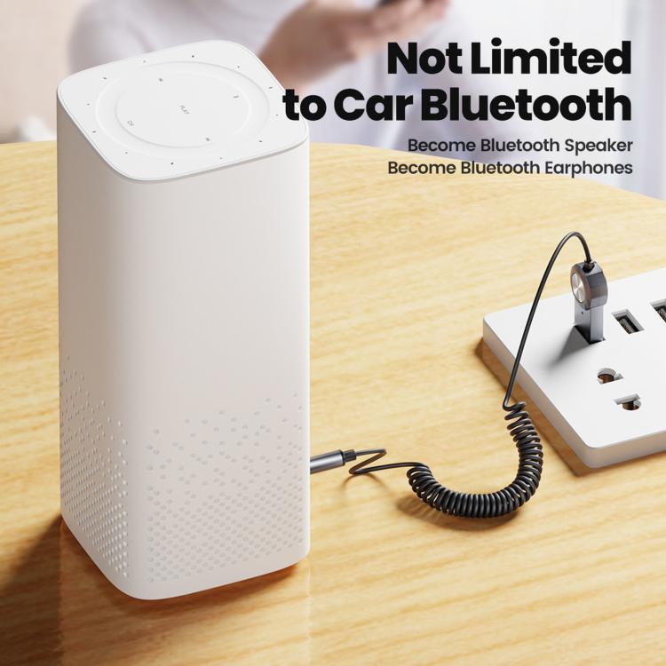 Toocki Bluetooth 5.4 Car AUX Adapter Coiled USB to 3.5mm Jack Wireless Audio Receiver with Mic, BT-02