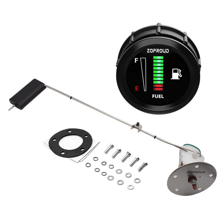 ZOPROUD IS0811FZ 52mm Fuel Tank Gauge 12/24V Modified Car LED Fuel Level Meter, With Oil Floater, With 304 Stainless Steel Oil Floater