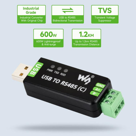 Waveshare 34620 USB To RS485 C Industrial Grade Isolated Bidirectional Converter, 34620