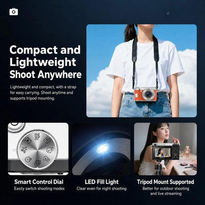 5K 18X Zoom Vlogging Camera With 180-Degree Flip Screen Dual Lens 80MP Digital Camera 32GB Card