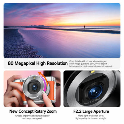 5K 18X Zoom Vlogging Camera With 180-Degree Flip Screen Dual Lens 80MP Digital Camera 32GB Card