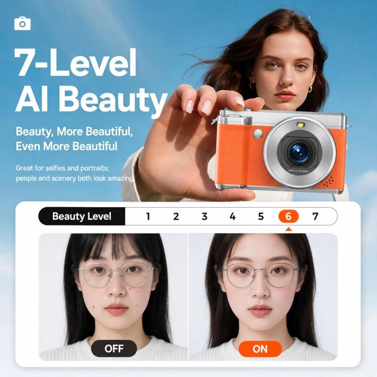 5K 18X Zoom Vlogging Camera With 180-Degree Flip Screen Dual Lens 80MP Digital Camera 32GB Card