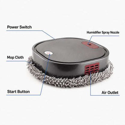 Smart Robot Mopping Cleaner Dry Wet Floor Sweeper Machine With Spray Humidifier, Dark Gray