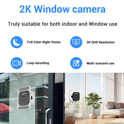 2K HD Smart Dual Bracket Window Camera WiFi Punch-Free Home Security Camera