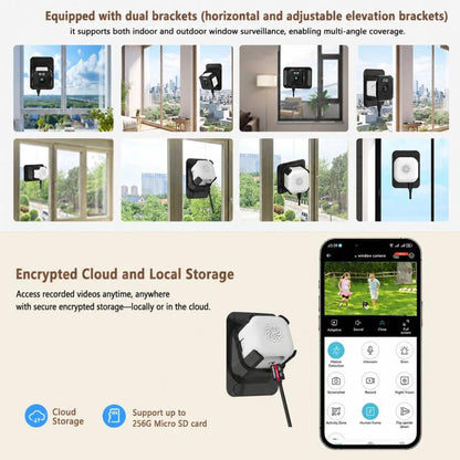 2K HD Smart Dual Bracket Window Camera WiFi Punch-Free Home Security Camera