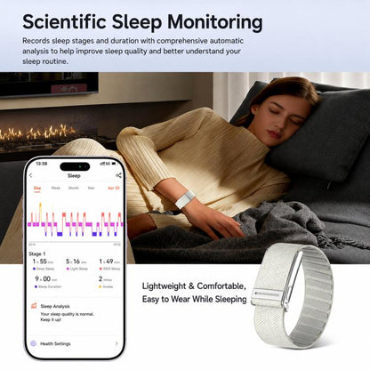 Screenless Fitness Tracker with ECG & HRV Lightweight Nylon Braided Band Health Monitor