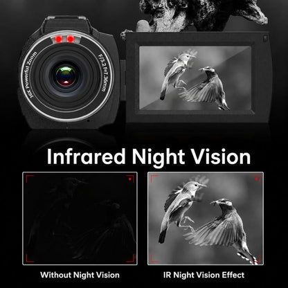 4K Video Camera Camcorder 48MP 3.0 Inch IPS Touch Screen With IR Night Vision 16X Digital Zoom WiFi Remote Control, No Card, With 16GB Card, With 32GB Card, With 64GB Card