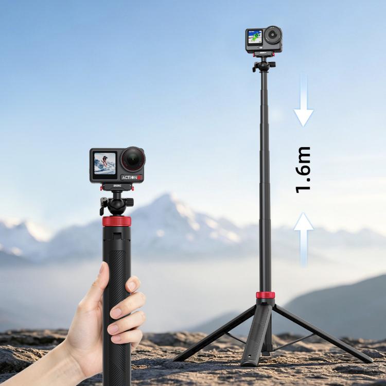 BRDRC 1.6m Ball Head Quick-release Tripod Extension Selfie Stick, For DJI Osmo Action 6 / Nano, For DJI Osmo Action 3 / 4 / 5 Pro