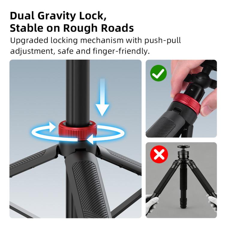 BRDRC 1.6m Ball Head Quick-release Tripod Extension Selfie Stick, For DJI Osmo Action 6 / Nano, For DJI Osmo Action 3 / 4 / 5 Pro