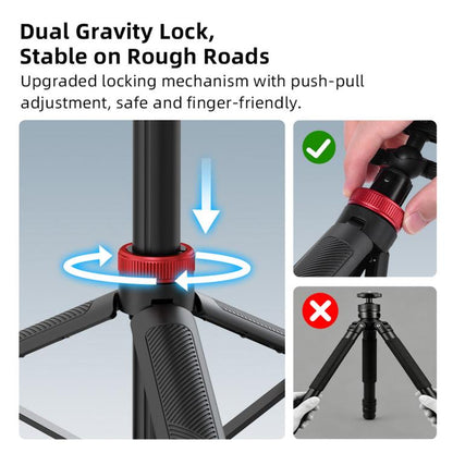 BRDRC 1.6m Ball Head Quick-release Tripod Extension Selfie Stick, For DJI Osmo Action 6 / Nano, For DJI Osmo Action 3 / 4 / 5 Pro