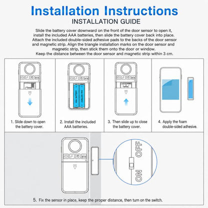 2-Piece Set Wireless Door Window Alarm With Remote Control 130dB Magnetic Sensor For Home Security 4 Modes