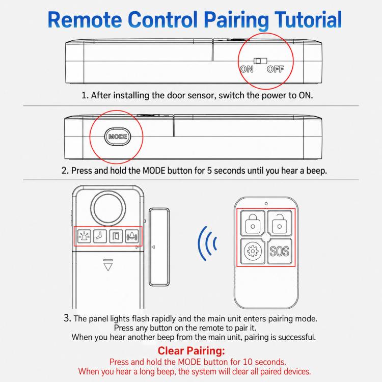 2-Piece Set Wireless Door Window Alarm With Remote Control 130dB Magnetic Sensor For Home Security 4 Modes