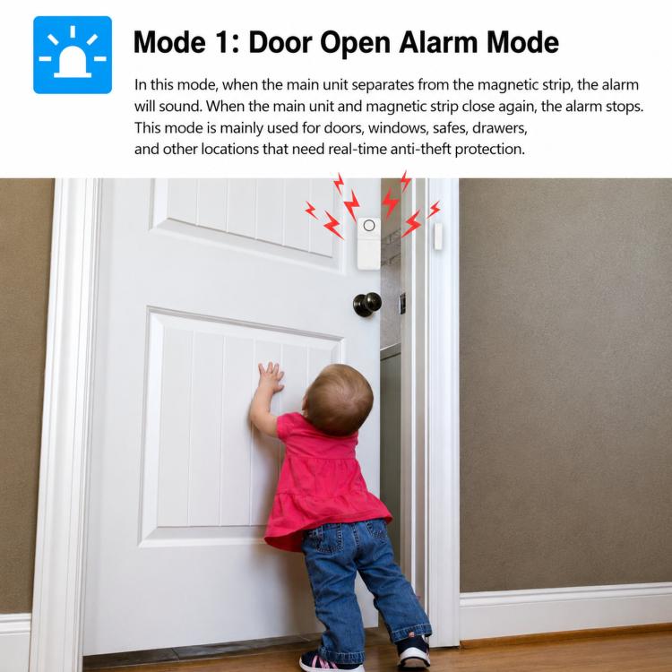 2-Piece Set Wireless Door Window Alarm With Remote Control 130dB Magnetic Sensor For Home Security 4 Modes