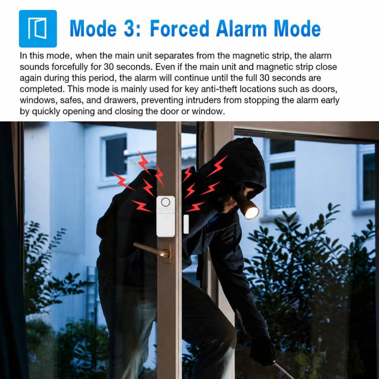 2-Piece Set Wireless Door Window Alarm With Remote Control 130dB Magnetic Sensor For Home Security 4 Modes