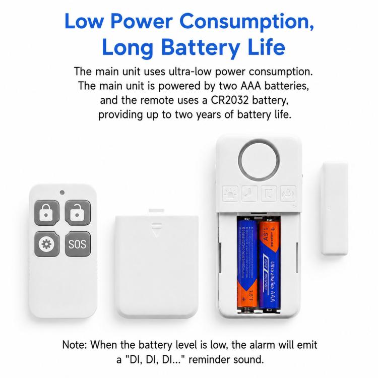2-Piece Set Wireless Door Window Alarm With Remote Control 130dB Magnetic Sensor For Home Security 4 Modes