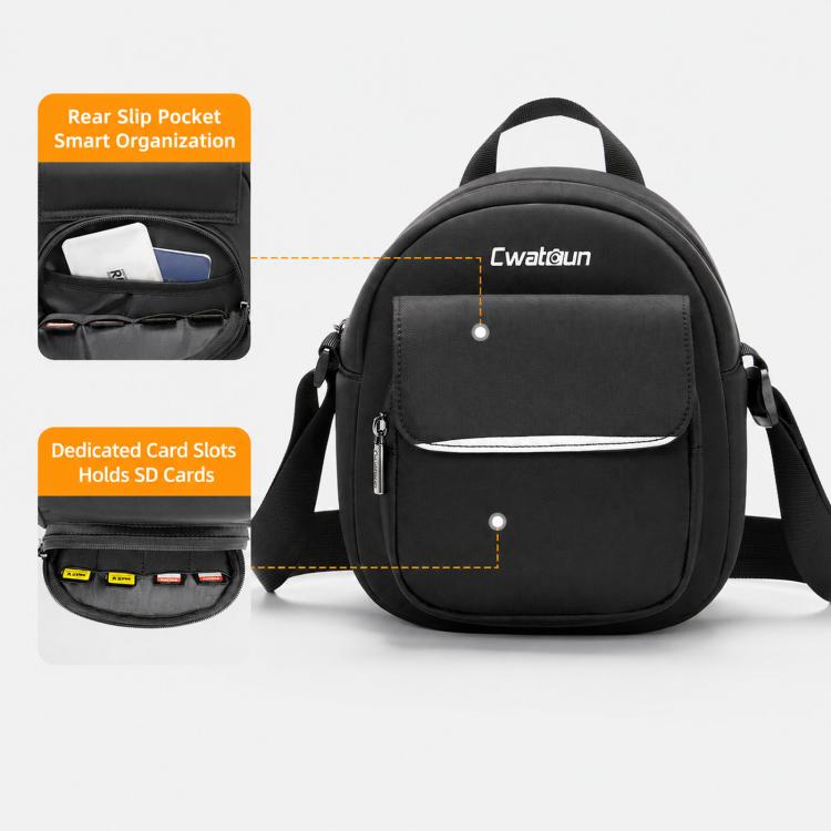 Compact Camera Shoulder Bag Crossbody Case With SD Card Slots For Mirrorless & Accessories, Cwatcun D333 Small, Cwatcun D333 Large