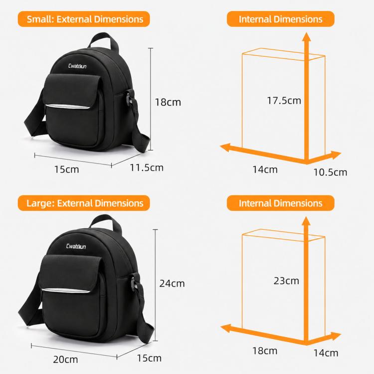 Compact Camera Shoulder Bag Crossbody Case With SD Card Slots For Mirrorless & Accessories, Cwatcun D333 Small, Cwatcun D333 Large