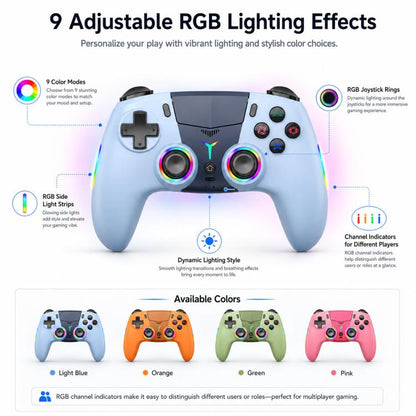 For PS5 Wireless Controller Bluetooth Gamepad With RGB Light, Hall Effect Joy, Back Macro Button