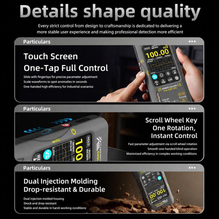 BSIDE S600A 60000 Counts Touchscreen Graphic Multimeter True-RMS PV Solar Tester Data Logger, Standard, Standard+TP02 Flexible Current Clamp
