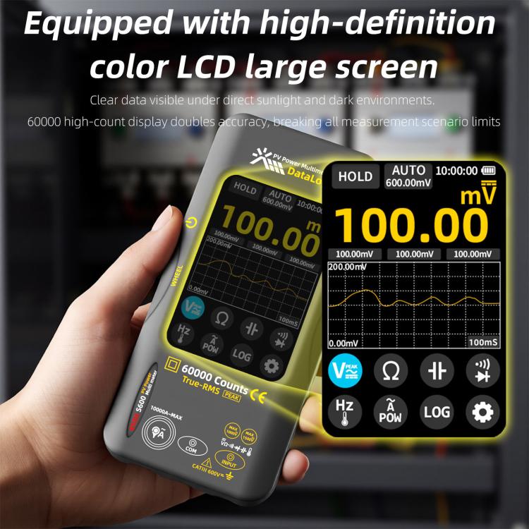 BSIDE S600A 60000 Counts Touchscreen Graphic Multimeter True-RMS PV Solar Tester Data Logger, Standard, Standard+TP02 Flexible Current Clamp