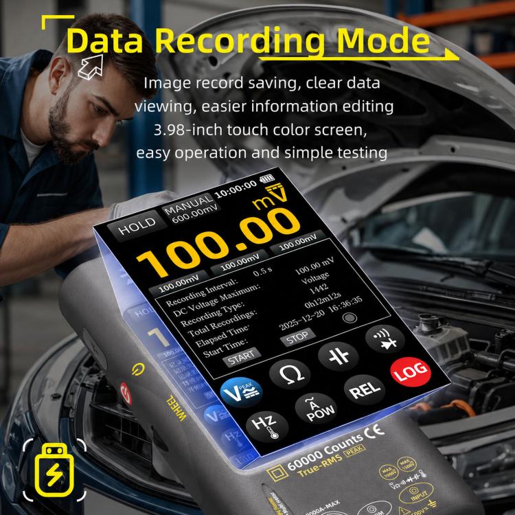 BSIDE S600A 60000 Counts Touchscreen Graphic Multimeter True-RMS PV Solar Tester Data Logger, Standard, Standard+TP02 Flexible Current Clamp