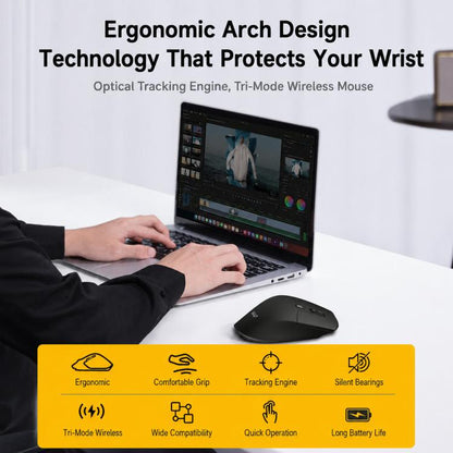 W&P M-WB2 Wireless Ergonomic Mouse Tri-Mode Bluetooth & 2.4G Silent Computer Mouse