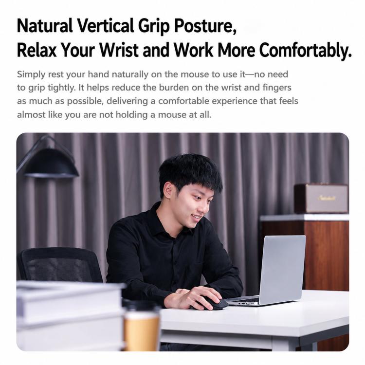 W&P M-WB2 Wireless Ergonomic Mouse Tri-Mode Bluetooth & 2.4G Silent Computer Mouse