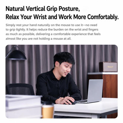 W&P M-WB2 Wireless Ergonomic Mouse Tri-Mode Bluetooth & 2.4G Silent Computer Mouse