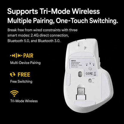 W&P M-WB2 Wireless Ergonomic Mouse Tri-Mode Bluetooth & 2.4G Silent Computer Mouse