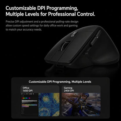 W&P M-WB2 Wireless Ergonomic Mouse Tri-Mode Bluetooth & 2.4G Silent Computer Mouse