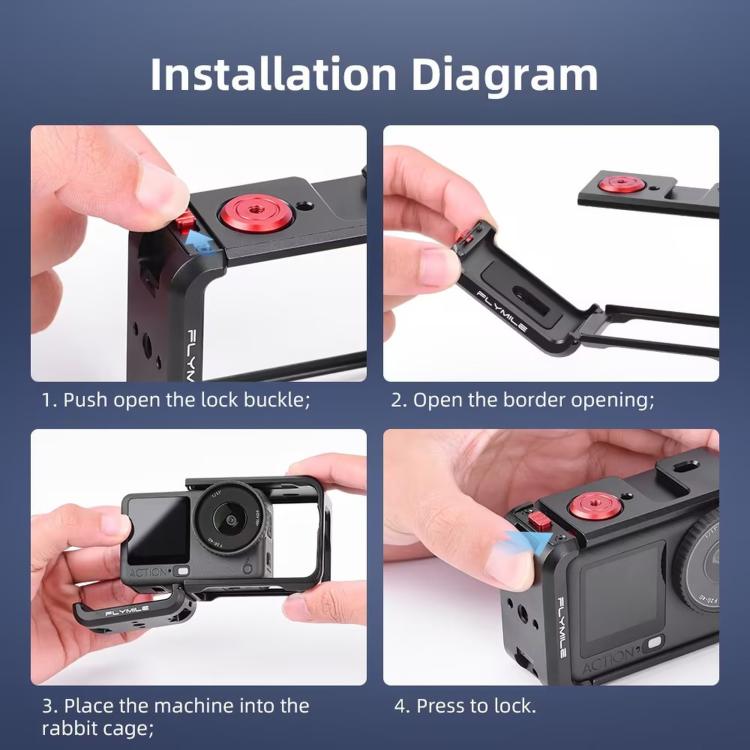 For DJI Osmo Action 6 Flymile Action Camera Metal Protective Case Extension Frame