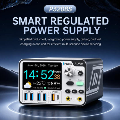 AiXUN P3208S Intelligent Adjustable DC Regulated Power Supply Meter Mobile Phone Repair Power Supply, EU Plug, US Plug